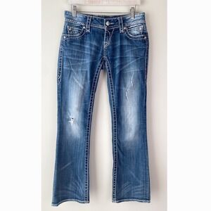 Rock Revival Womens Jamie Easy Bootcut Jeans 26 Blue Biker Grunge Distressed Y2K
